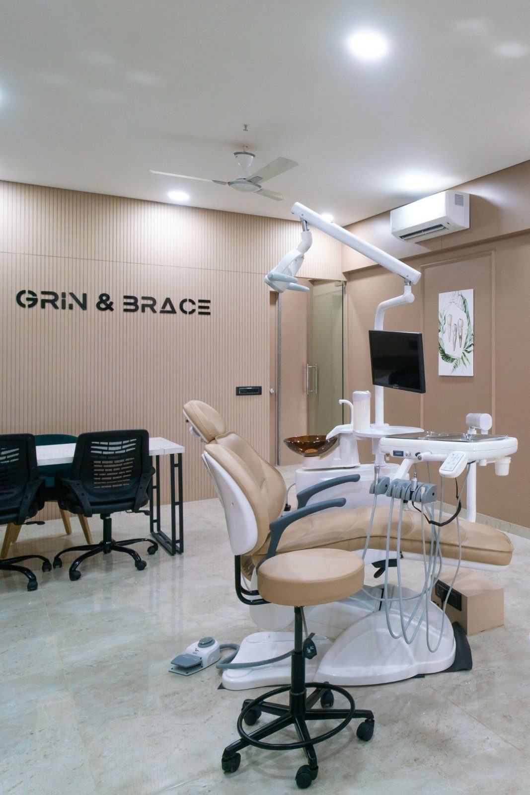 Portrait view of treatment chair and clinic room